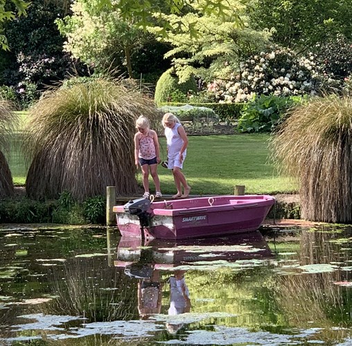Coldstream Girls And Boat On Pond